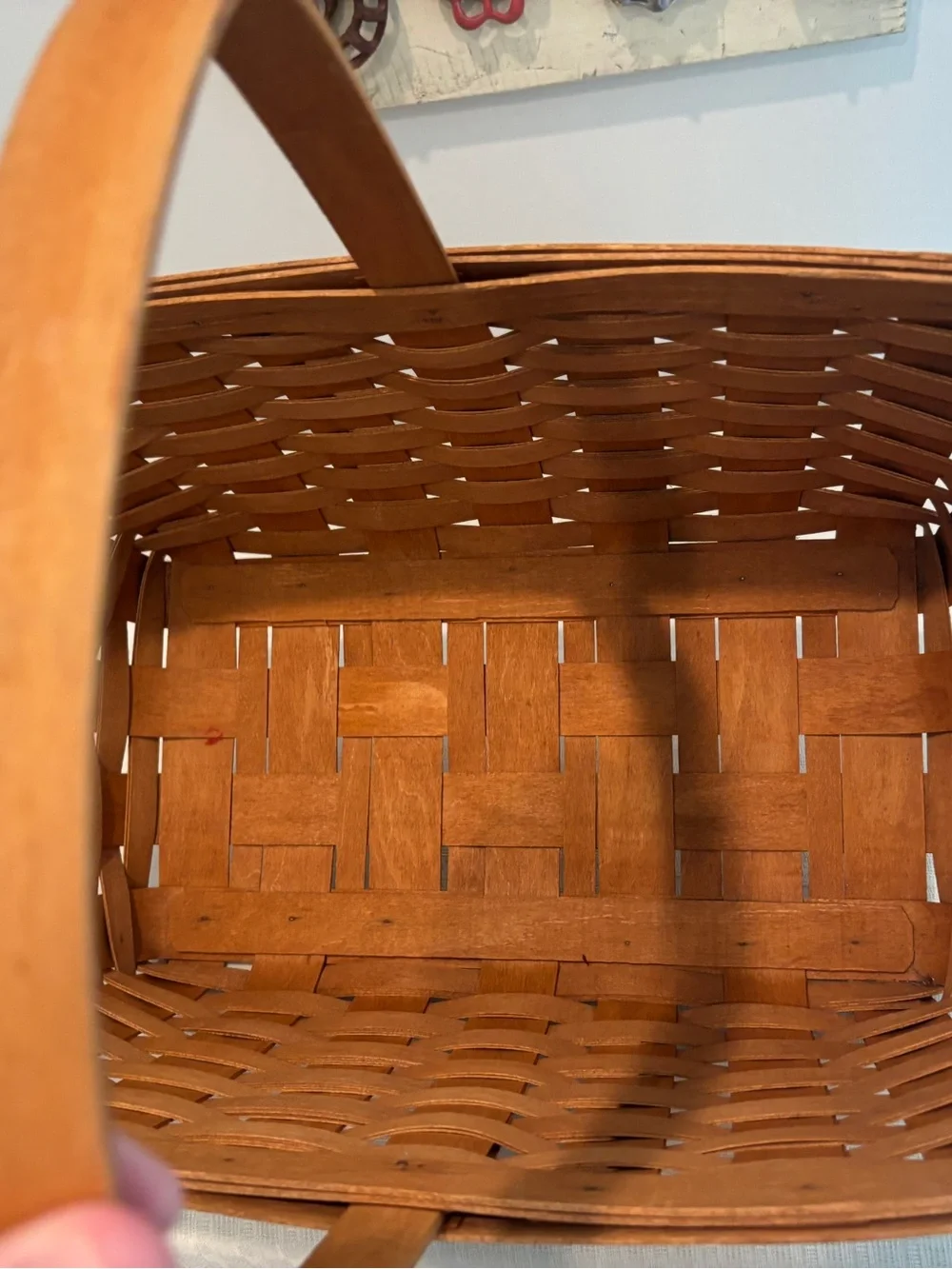 Longaberger Handwoven Tan-Brown Market Basket with Carry Handle